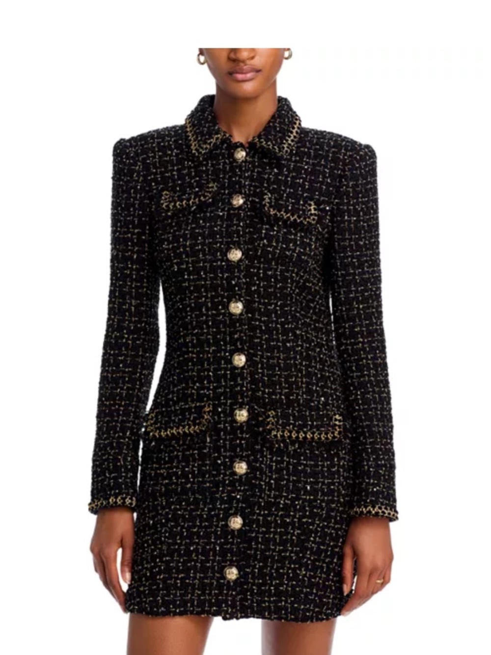 NWT Cinq a sept Sasha Black Metallic Tweed Dress size 0